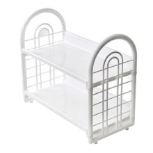 Étagère de bureau blanche à 2 niveaux, mini-bibliothèque