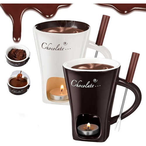 Chocolate Fondue Mug Set with Fork 2-Piece