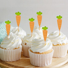 12Pcs Easter Cupcake Toppers – Bunny, Egg & Carrot Picks, Disposable Decor for Easter, Spring, Baby Shower & Kids Birthday Parties