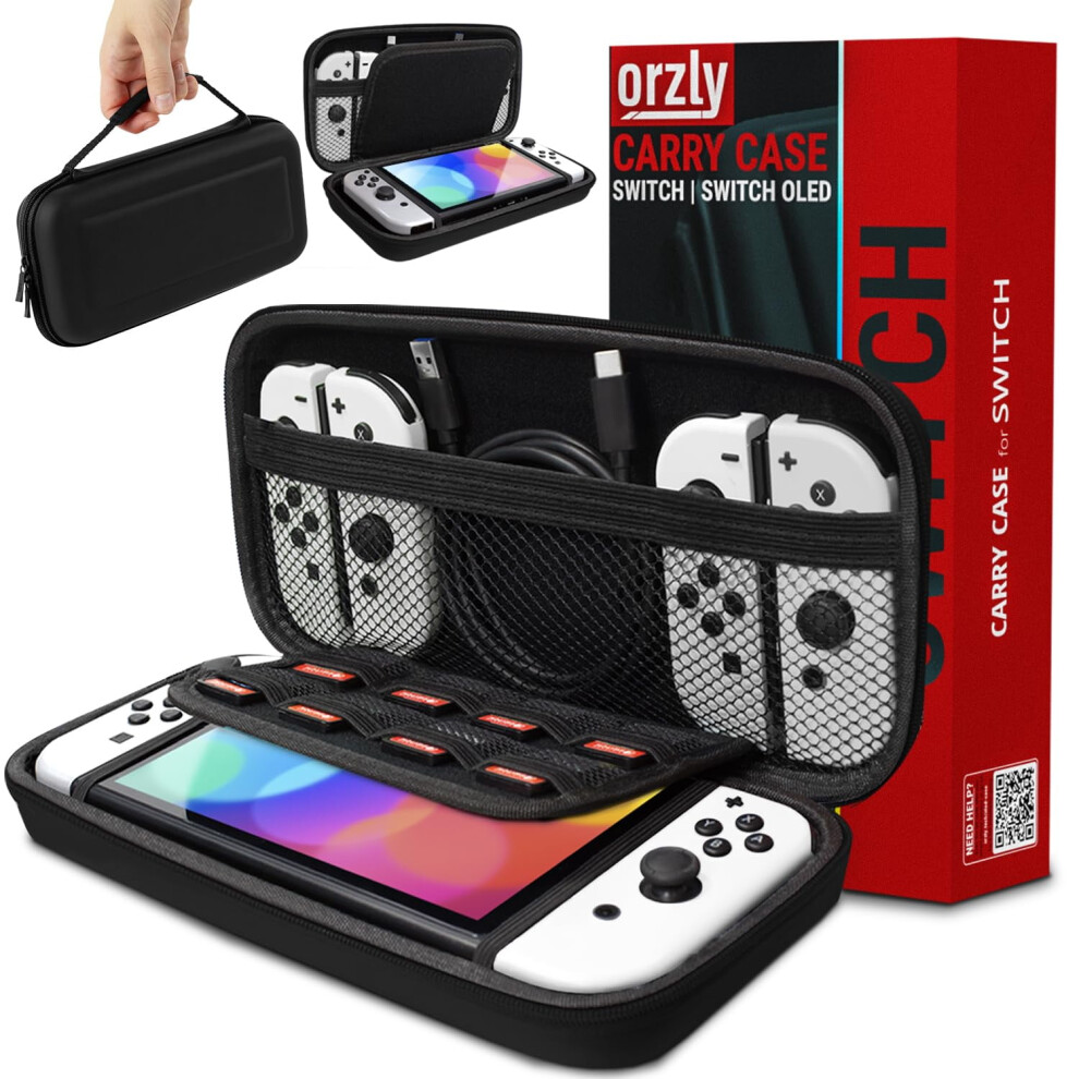 Orzly Carry Case Compatible With Nintendo Switch And New Switch Oled Â Hard Travel Case With Accessory Pockets Black 9426043050931