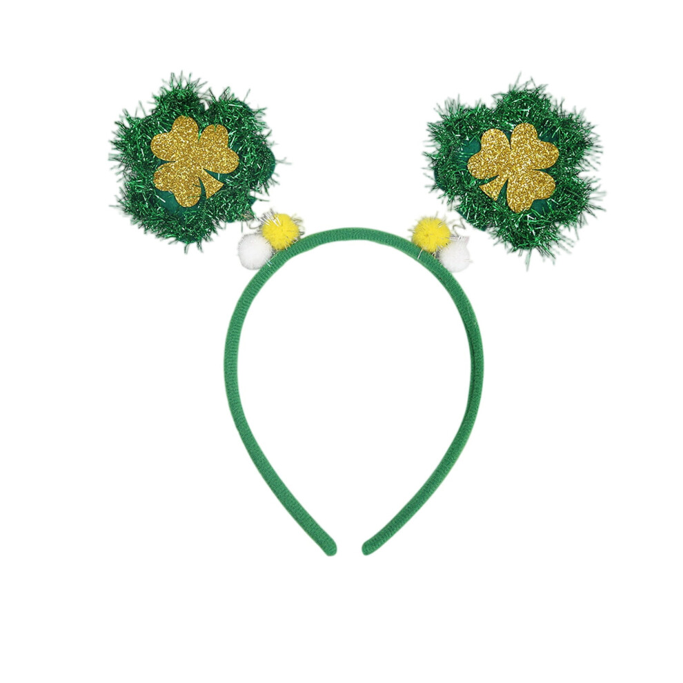 Shamrock headband with glitter ears and clover decor 1 piece