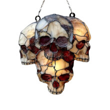 Vintage stained glass skull pendant light 1 piece