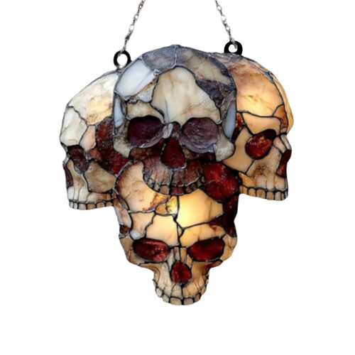 Stained Glass Skull Pendant Light Gothic Home Decor