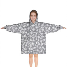 Tragbarer Kinder-Hoodie mit Schneeflockenmuster, grau, 6-13 Jahre