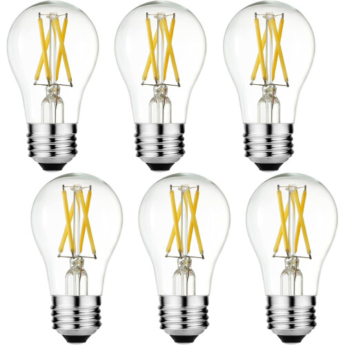 A15 LED Bulb E26 Base 4000K 6W Pack of 6