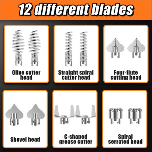 14Pcs Drain Cleaner Combination Cutter  Set Pipe Dredge Cutter  Set Rustproof Spring Automatic Locking 2