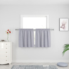 Grey Kitchen Tier Curtains, 30" Length, Linen Texture, Cafe Style, Rod Pocket, 2 Panels – Compatible with Standard Rods