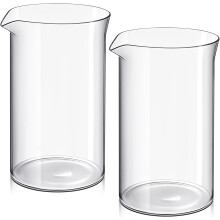 2 Pcs 12 oz French Press Replacement Glass, Universal Replacement Beaker for French Press Tea and Coffee Makers Borosilicate 3.3 Glass Spare Carafe