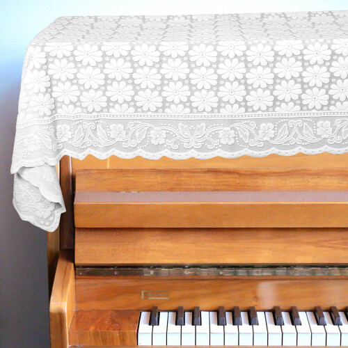 Piano Key Cover White Cloth 1 Set
