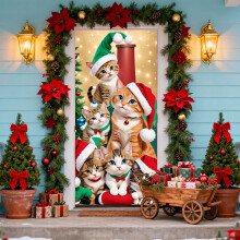 Christmas Door Cover with Bow Tie Design 35 x 71 in
