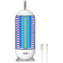 Rechargeable 2-in-1 Outdoor Bug Zapper & Mosquito Killer Lamp – Wireless, Electric Trap for Patio, Yard, Garden, Campsite (White)