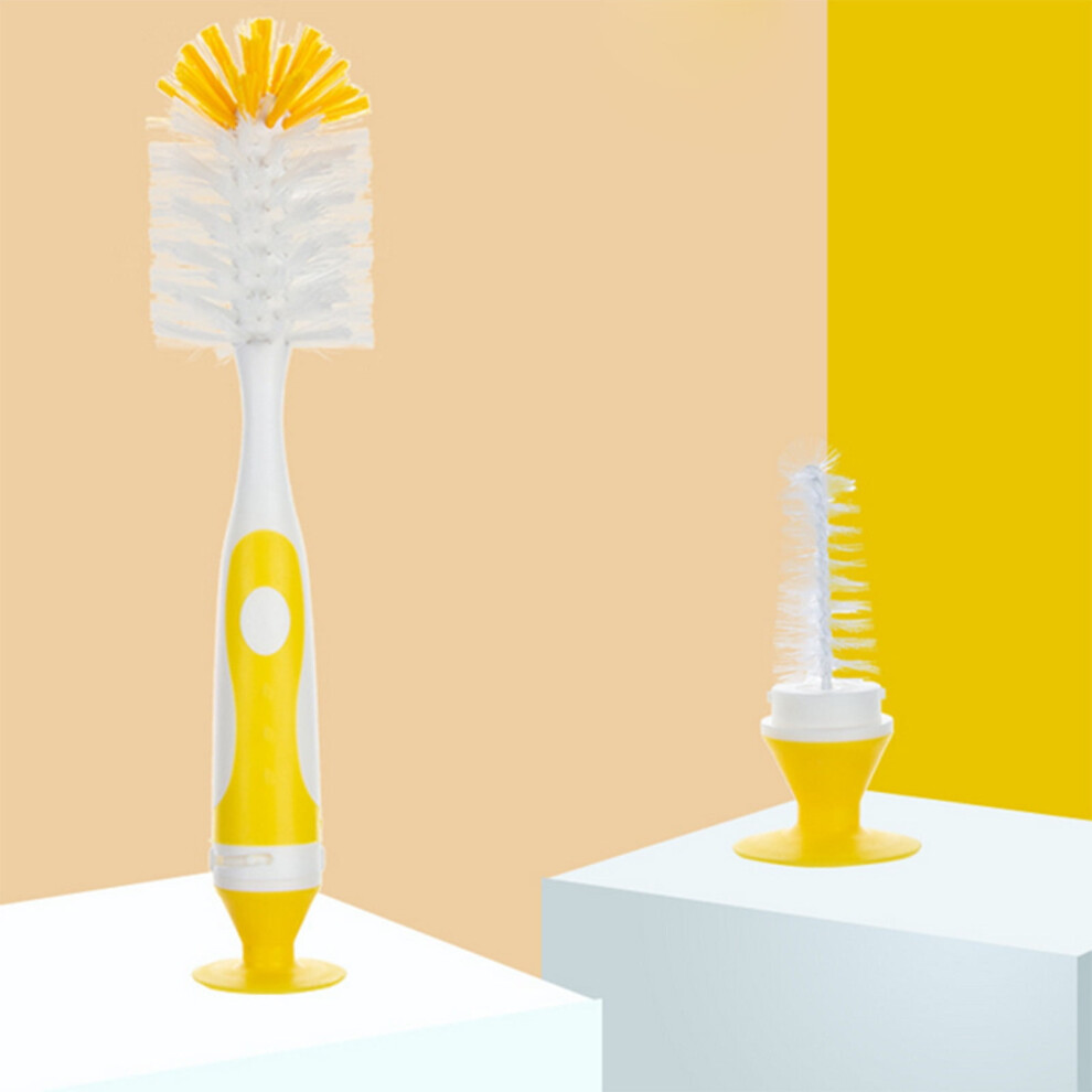 2-In-1 Stand-Up Bottle & Pacifier Brush, Bpa-Free, Compact, Hygienic, Easy-Dry, Nipple Cleaner – Yellow