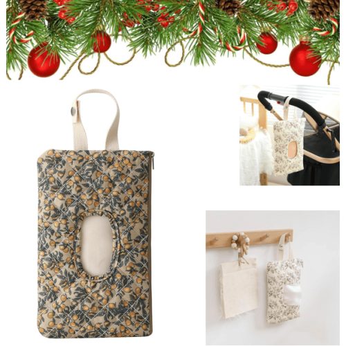 Gesteppte Windeltasche mit Blumenmuster und Feuchttuchhalter (1 Stück)