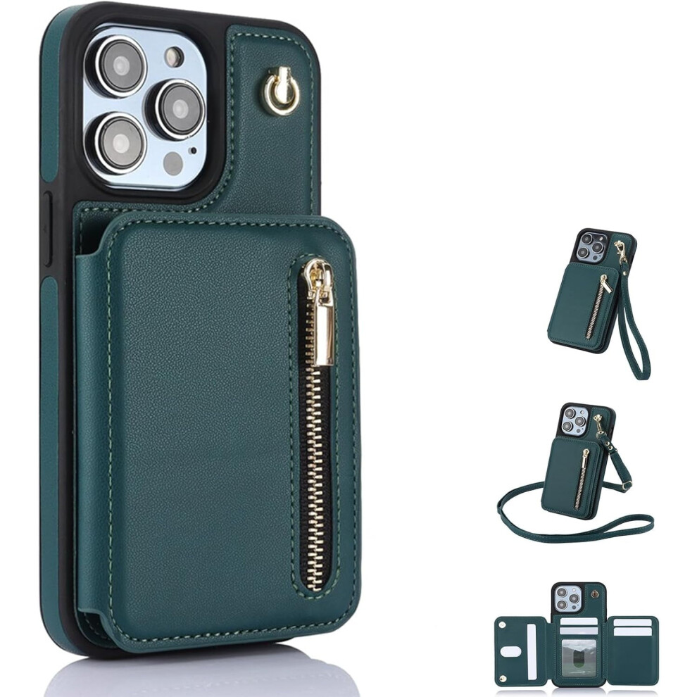 Fertilvrsus Wallet Case For Iphone 16/15/14/13 Â Pu Leather Flip Cover With Card Slots, Wrist Strap & Crossbody Lanyard (Apricot, Compatible With 13 9426043151911
