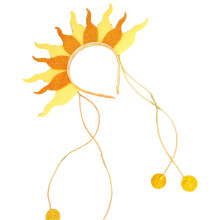 Tiara de glitter com sol e estampa de chamas para mulheres. Peça única.
