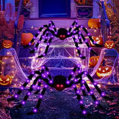 Giant Glowing Plush Spider Decor 59 in