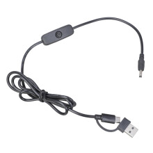 Kabel 5 V USB/typu C do DC3.5 x 1.35 mm z przełącznikiem – 1,2 m