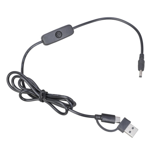 5V USB/Typ-C auf DC 3,5x1,35mm Kabel mit Schalter – 1,2 m