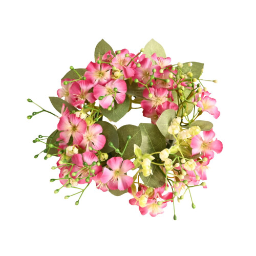 Artificial Hydrangea Candle Ring Wreath Rose Pink