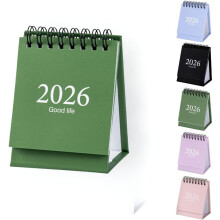 Mini asztali naptár 2026–2027, 19 hónapos, dupla pólusú, kihajtható