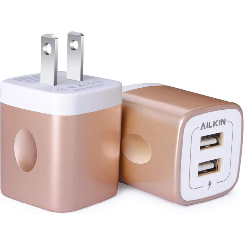USB-väggladdare med dubbla portar 2.1A 2-pack