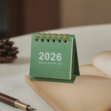 Calendário de mesa vintage 2026 com espiral removível, portátil e mini.