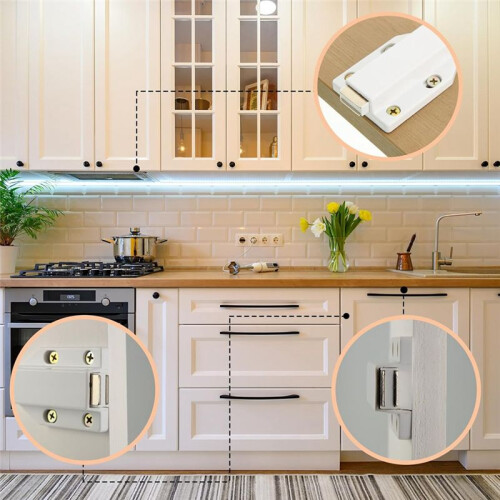 8 Pack Magnetic Push  Heavy Duty Push to Open Cabinet Hardware Push Release Magnets Touch , White