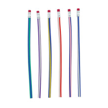 6-Pack Novelty Bendable Pencils, Colorful Striped Design with Erasers, Fun Office Desk Supplies for Writing, Creative Projects & Home Use, 6 Pens