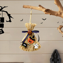 Mini Halloween Witch Broom Decoration with Pumpkin