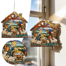 Ornamento natalizio della Natività in vetro colorato acrilico, 1 pezzo