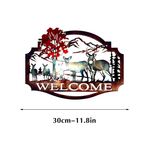 White-Tailed Deer Welcome Sign Metal Wall Art 1