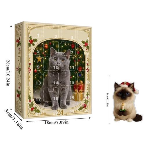 2D ankomstkalender katt akryl nyckelring blindlåda 24 st 1