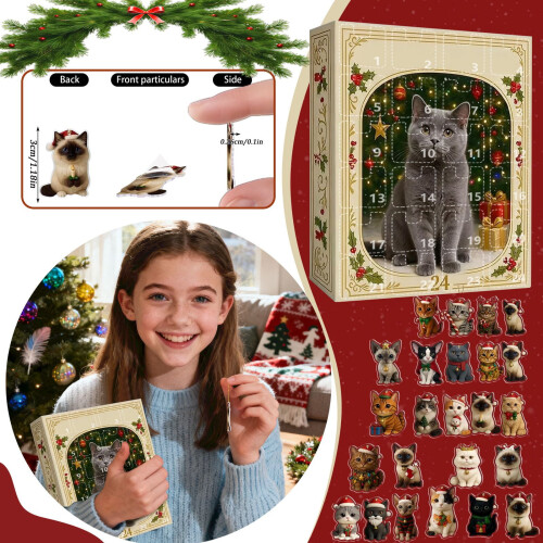 2D ankomstkalender katt akryl nyckelring blindlåda 24 st 2