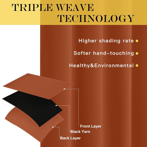 Rideau occultant thermique orange brûlé avec œillets 2