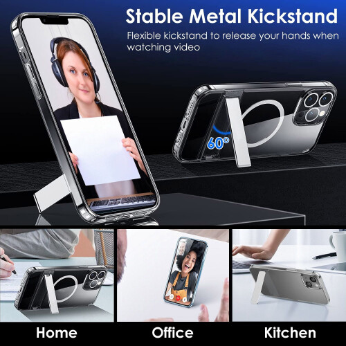 Magnetische, transparente Handyhülle mit integriertem Ständer für iPhone 1