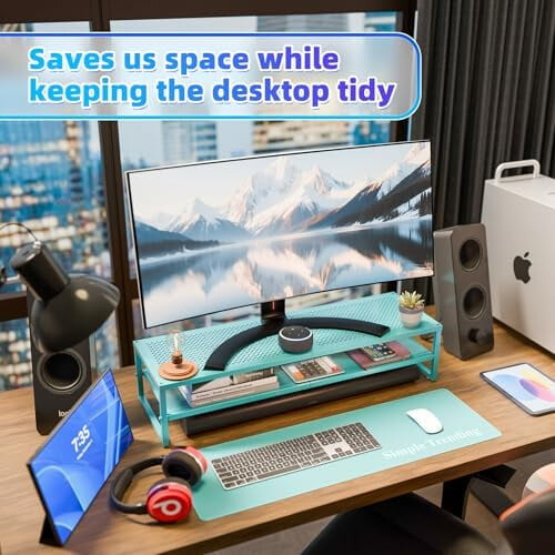 Μεταλλική βάση στήριξης διπλής οθόνης με mouse pad 32x10 ιντσών 2
