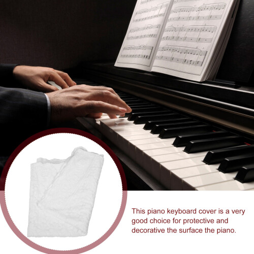 Piano Key Cover White Cloth 1 Set 2
