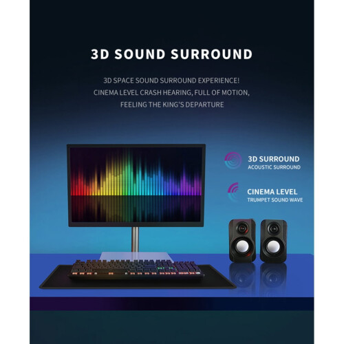 Computer Speaker Wireds USB Powered PC Speaker with 3Wx2 Stereo Sound Box for PC Desktop 1
