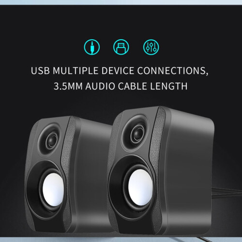 USB Wireds Speaker Stereo Subwoofer Sound Box 3.5mm Input USB Power Computer Speaker for Desktop PC 2