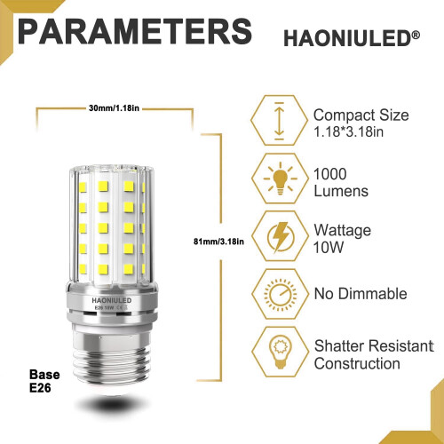 10W E26 LED Bulb 1000lm 5000K Daylight White 5-Pack 1