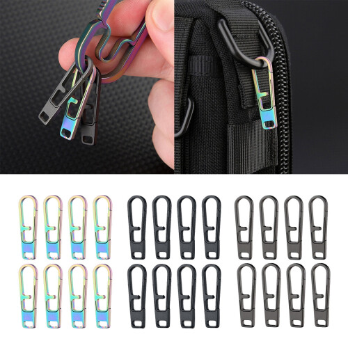 8Pcs Metal Alloy Zippers Puller Headers Zippers Pull Replacement Connectors Keychains Outdoor Portable Small Tool 1