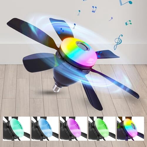 20" plafondventilator met stopcontact, verlichting, Bluetooth-luidspreker & 2