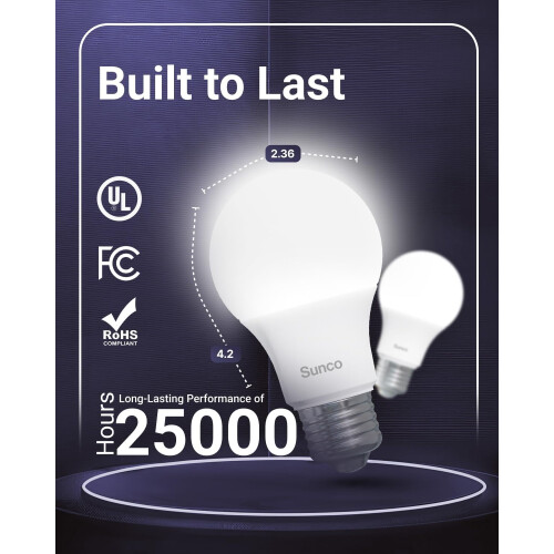 Sunco A19 LED-lamp 2700K8W E26 24-pack 2