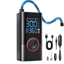 Compressore D'Aria Portatile per Gonfiaggio Pneumatici con Manometro Digitale, Spegnimento Automatico, Gonfiaggio Rapido per Auto e Bici