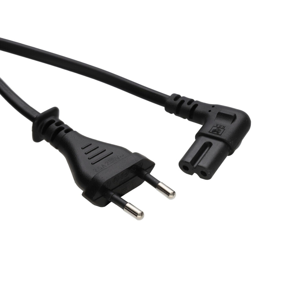 Kenable 2 Pin Euro Plug To Figure Of Eight 8 C7 Right Angle Plug Power Cable 1M