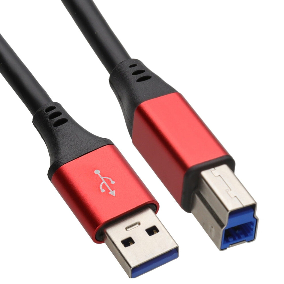 Kenable Hot Metal Usb 3.0 Superspeed Cable Type Plug A To Type B Plug Lead 2M Red