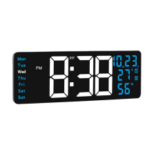 LED Digital Wall Clock with Temp & Humidity Display