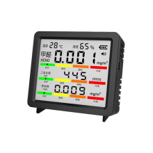 Large-Screen Temperature and Humidity Detector, CO2, Formaldehyde, and TVOC Detector,Multi-Functional Air Detector Black