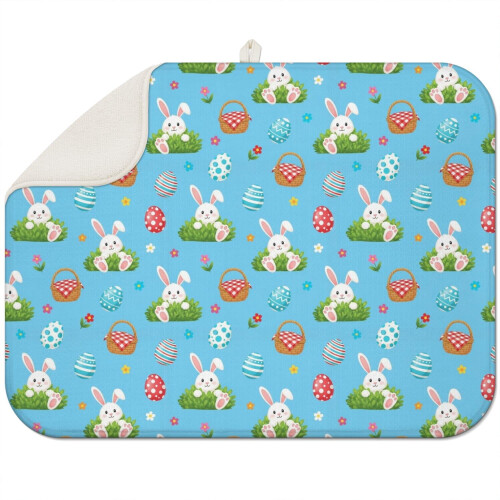 Blue Pattern Dish Drying Mat 18"x24" 2 Pack