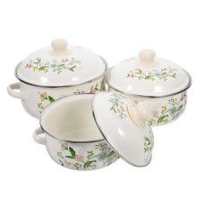 3-Piece Enamel Cooking Pot Set with Handles